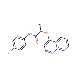 C[C@H](Oc1ccnc2ccccc12)C(=O)Nc1ccc(Cl)cc1 ZINC000043013614