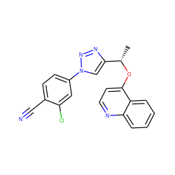 C[C@H](Oc1ccnc2ccccc12)c1cn(-c2ccc(C#N)c(Cl)c2)nn1 ZINC000043013733