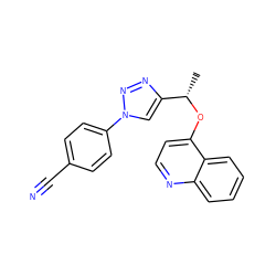 C[C@H](Oc1ccnc2ccccc12)c1cn(-c2ccc(C#N)cc2)nn1 ZINC000043123151