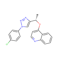 C[C@H](Oc1ccnc2ccccc12)c1cn(-c2ccc(Cl)cc2)nn1 ZINC000043011538