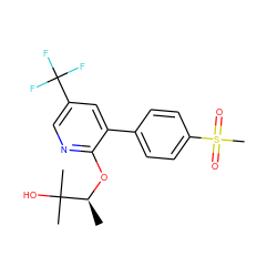 C[C@H](Oc1ncc(C(F)(F)F)cc1-c1ccc(S(C)(=O)=O)cc1)C(C)(C)O ZINC000029409598