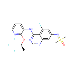 C[C@H](Oc1ncccc1Nc1ncnc2cc(N=S(C)(C)=O)cc(F)c12)C(F)(F)F ZINC001772645161