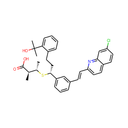 C[C@H](S[C@H](CCc1ccccc1C(C)(C)O)c1cccc(/C=C/c2ccc3ccc(Cl)cc3n2)c1)[C@@H](C)C(=O)O ZINC000026725633