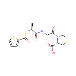 C[C@H](SC(=O)c1cccs1)C(=O)NCC(=O)N1CSC[C@@H]1C(=O)O ZINC000001537725