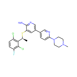 C[C@H](Sc1cc(-c2ccc(N3CCN(C)CC3)nc2)cnc1N)c1c(Cl)ccc(F)c1Cl ZINC000096285947