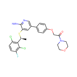 C[C@H](Sc1cc(-c2ccc(OCC(=O)N3CCOCC3)cc2)cnc1N)c1c(Cl)ccc(F)c1Cl ZINC000096285941