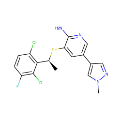 C[C@H](Sc1cc(-c2cnn(C)c2)cnc1N)c1c(Cl)ccc(F)c1Cl ZINC000096285963