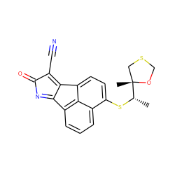 C[C@H](Sc1ccc2c3c(C#N)c(=O)nc-3c3cccc1c32)[C@]1(C)CSCO1 ZINC000071281676