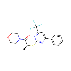 C[C@H](Sc1nc(-c2ccccc2)cc(C(F)(F)F)n1)C(=O)N1CCOCC1 ZINC000000900473