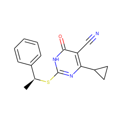 C[C@H](Sc1nc(C2CC2)c(C#N)c(=O)[nH]1)c1ccccc1 ZINC000299838751