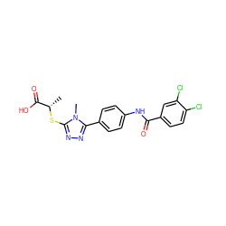 C[C@H](Sc1nnc(-c2ccc(NC(=O)c3ccc(Cl)c(Cl)c3)cc2)n1C)C(=O)O ZINC000073196074