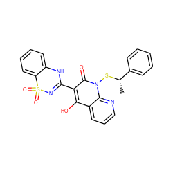 C[C@H](Sn1c(=O)c(C2=NS(=O)(=O)c3ccccc3N2)c(O)c2cccnc21)c1ccccc1 ZINC000101033602