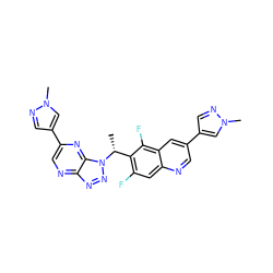 C[C@H](c1c(F)cc2ncc(-c3cnn(C)c3)cc2c1F)n1nnc2ncc(-c3cnn(C)c3)nc21 ZINC001772653620