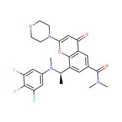 C[C@H](c1cc(C(=O)N(C)C)cc2c(=O)cc(N3CCOCC3)oc12)N(C)c1cc(F)c(F)c(F)c1 ZINC000116739972