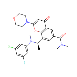 C[C@H](c1cc(C(=O)N(C)C)cc2c(=O)cc(N3CCOCC3)oc12)N(C)c1cc(F)cc(Cl)c1 ZINC000116740733