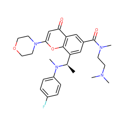 C[C@H](c1cc(C(=O)N(C)CCN(C)C)cc2c(=O)cc(N3CCOCC3)oc12)N(C)c1ccc(F)cc1 ZINC000116740664