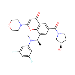 C[C@H](c1cc(C(=O)N2CC[C@@H](O)C2)cc2c(=O)cc(N3CCOCC3)oc12)N(C)c1cc(F)cc(F)c1 ZINC000116740649