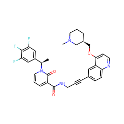 C[C@H](c1cc(F)c(F)c(F)c1)n1cccc(C(=O)NCC#Cc2ccc3nccc(OC[C@@H]4CCCN(C)C4)c3c2)c1=O ZINC000096176249