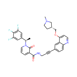 C[C@H](c1cc(F)c(F)c(F)c1)n1cccc(C(=O)NCC#Cc2ccc3nccc(OC[C@@H]4CCN(C)C4)c3c2)c1=O ZINC000096176232