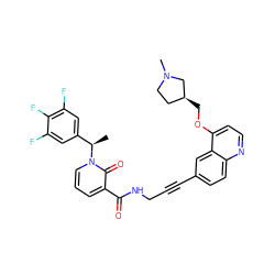 C[C@H](c1cc(F)c(F)c(F)c1)n1cccc(C(=O)NCC#Cc2ccc3nccc(OC[C@H]4CCN(C)C4)c3c2)c1=O ZINC000096176242