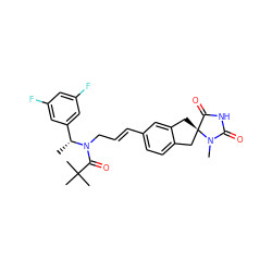 C[C@H](c1cc(F)cc(F)c1)N(C/C=C/c1ccc2c(c1)C[C@@]1(C2)C(=O)NC(=O)N1C)C(=O)C(C)(C)C ZINC000096174424