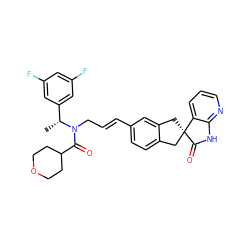 C[C@H](c1cc(F)cc(F)c1)N(C/C=C/c1ccc2c(c1)C[C@@]1(C2)C(=O)Nc2ncccc21)C(=O)C1CCOCC1 ZINC000103234778