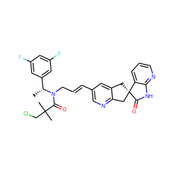 C[C@H](c1cc(F)cc(F)c1)N(C/C=C/c1cnc2c(c1)C[C@@]1(C2)C(=O)Nc2ncccc21)C(=O)C(C)(C)CCl ZINC000096174422