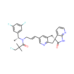 C[C@H](c1cc(F)cc(F)c1)N(C/C=C/c1cnc2c(c1)C[C@@]1(C2)C(=O)Nc2ncccc21)C(=O)C(C)(C)CF ZINC000096174423