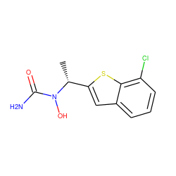 C[C@H](c1cc2cccc(Cl)c2s1)N(O)C(N)=O ZINC000013762735