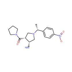 C[C@H](c1ccc([N+](=O)[O-])cc1)N1C[C@H](N)[C@H](C(=O)N2CCCC2)C1 ZINC000028955065