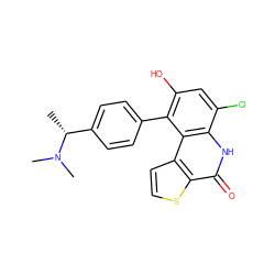 C[C@H](c1ccc(-c2c(O)cc(Cl)c3[nH]c(=O)c4sccc4c23)cc1)N(C)C ZINC000164959166