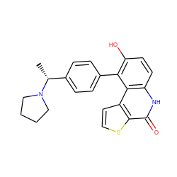 C[C@H](c1ccc(-c2c(O)ccc3[nH]c(=O)c4sccc4c23)cc1)N1CCCC1 ZINC000149954881