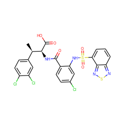 C[C@H](c1ccc(Cl)c(Cl)c1)[C@H](NC(=O)c1ccc(Cl)cc1NS(=O)(=O)c1cccc2nsnc12)C(=O)O ZINC000049679666