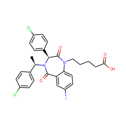 C[C@H](c1ccc(Cl)cc1)N1C(=O)c2cc(I)ccc2N(CCCCC(=O)O)C(=O)[C@@H]1c1ccc(Cl)cc1 ZINC000038377626