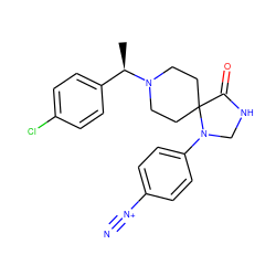 C[C@H](c1ccc(Cl)cc1)N1CCC2(CC1)C(=O)NCN2c1ccc([N+]#N)cc1 ZINC000026499402