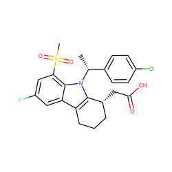 C[C@H](c1ccc(Cl)cc1)n1c2c(c3cc(F)cc(S(C)(=O)=O)c31)CCC[C@H]2CC(=O)O ZINC000064549406