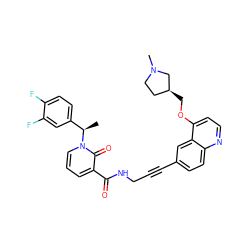 C[C@H](c1ccc(F)c(F)c1)n1cccc(C(=O)NCC#Cc2ccc3nccc(OC[C@H]4CCN(C)C4)c3c2)c1=O ZINC000096176241