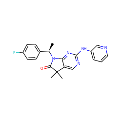 C[C@H](c1ccc(F)cc1)N1C(=O)C(C)(C)c2cnc(Nc3cccnc3)nc21 ZINC001772649638