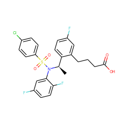 C[C@H](c1ccc(F)cc1CCCC(=O)O)N(c1cc(F)ccc1F)S(=O)(=O)c1ccc(Cl)cc1 ZINC000028883606