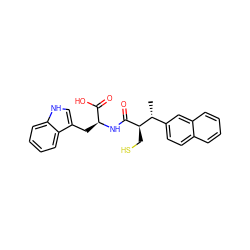 C[C@H](c1ccc2ccccc2c1)[C@@H](CS)C(=O)N[C@@H](Cc1c[nH]c2ccccc12)C(=O)O ZINC000013472972