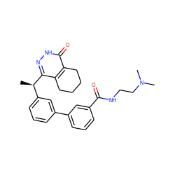 C[C@H](c1cccc(-c2cccc(C(=O)NCCN(C)C)c2)c1)c1n[nH]c(=O)c2c1CCCC2 ZINC000169171073