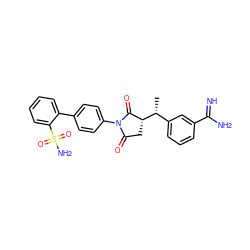 C[C@H](c1cccc(C(=N)N)c1)[C@@H]1CC(=O)N(c2ccc(-c3ccccc3S(N)(=O)=O)cc2)C1=O ZINC000013487191