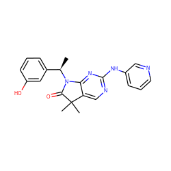 C[C@H](c1cccc(O)c1)N1C(=O)C(C)(C)c2cnc(Nc3cccnc3)nc21 ZINC001772638827