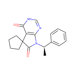 C[C@H](c1ccccc1)N1C(=O)C2(CCCC2)c2c1nc[nH]c2=O ZINC000013756622