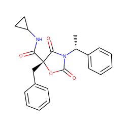 C[C@H](c1ccccc1)N1C(=O)O[C@](Cc2ccccc2)(C(=O)NC2CC2)C1=O ZINC000096273472