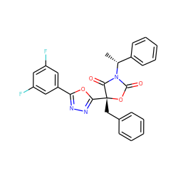 C[C@H](c1ccccc1)N1C(=O)O[C@](Cc2ccccc2)(c2nnc(-c3cc(F)cc(F)c3)o2)C1=O ZINC000169311893