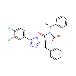 C[C@H](c1ccccc1)N1C(=O)O[C@](Cc2ccccc2)(c2nnc(-c3ccc(Cl)c(Cl)c3)[nH]2)C1=O ZINC000169311890