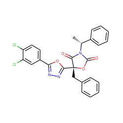 C[C@H](c1ccccc1)N1C(=O)O[C@](Cc2ccccc2)(c2nnc(-c3ccc(Cl)c(Cl)c3)o2)C1=O ZINC000169311892