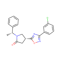 C[C@H](c1ccccc1)N1C[C@H](c2nc(-c3cccc(Cl)c3)no2)CC1=O ZINC000084688505