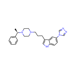 C[C@H](c1ccccc1)N1CCN(CCCc2c[nH]c3ccc(-n4cnnc4)cc23)CC1 ZINC000022939228